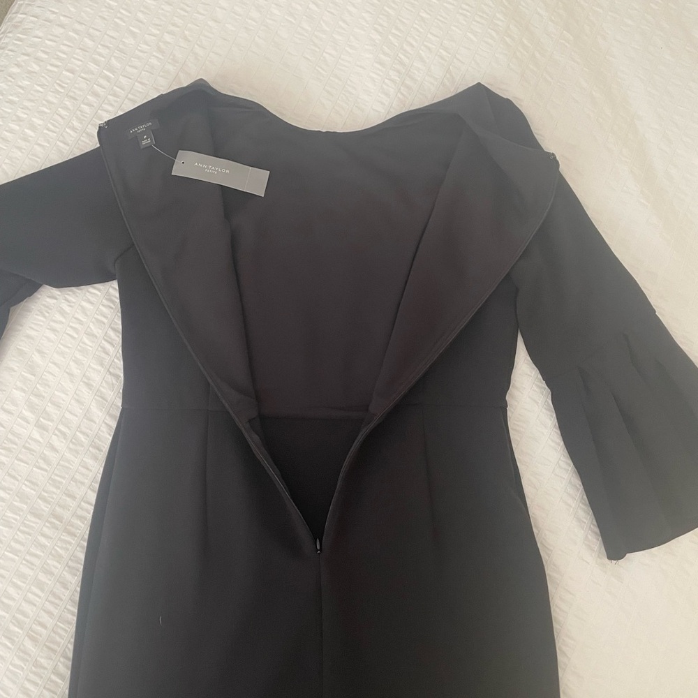 Ann Taylor Black Bell Sleeve A line Shift Dress 8P NWT - Picture 10 of 16
